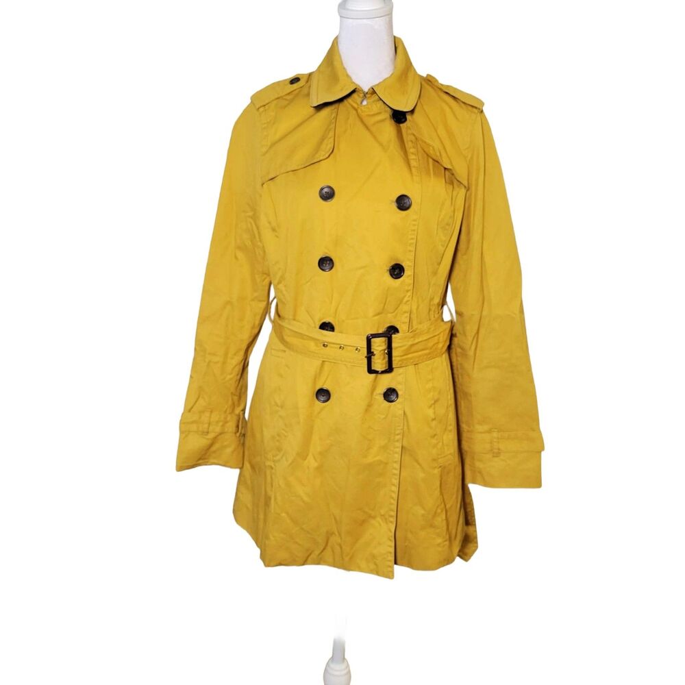 Banana Republic Yellow Trench Coat Women S Double Breasted Belted Rain Coraline